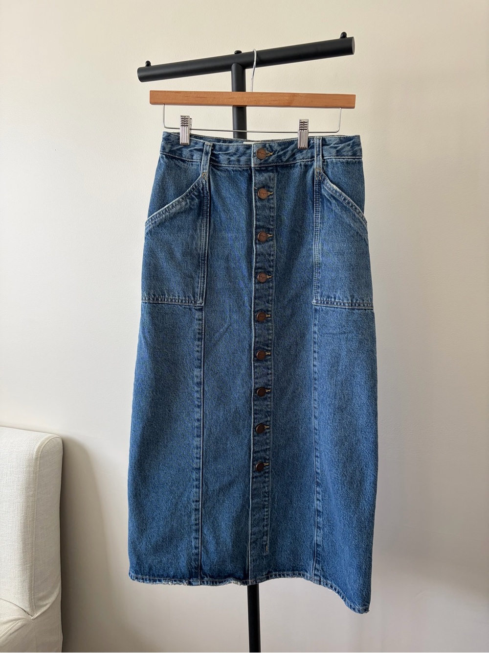 La Ligne Blue Denim Jean Skirt w/ Front Buttons